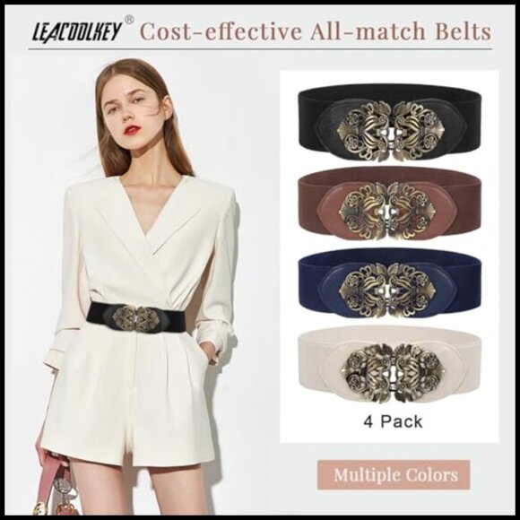 Vintage Wide Elastic Waist Belt Retro Chic Classic Dress Accessory Set main image 5